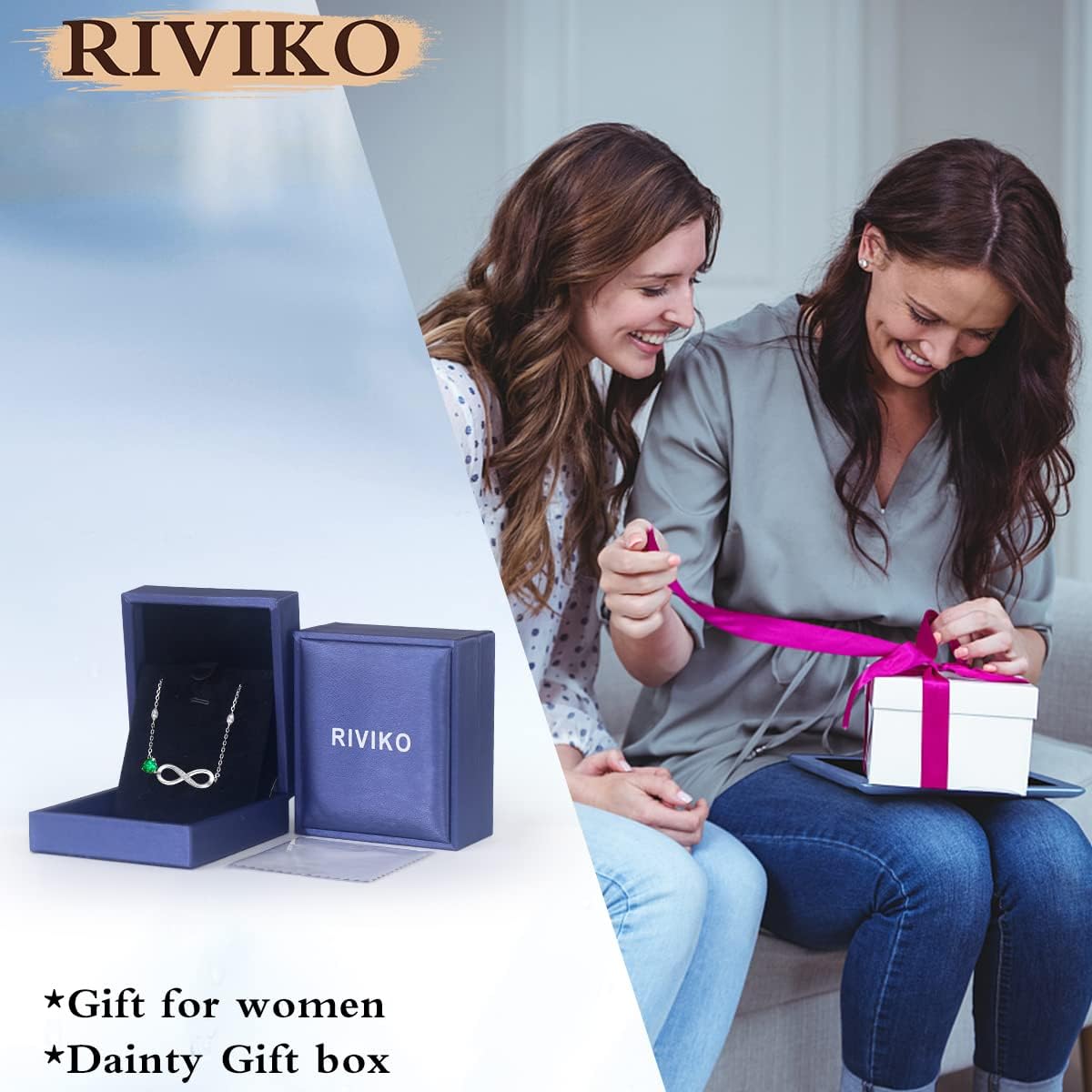 RIVIKO Infinity Love Heart Symbol Charm Bracelet for Women 925 Sterling Silver Adjustable Birthday Valentine’s Day Christmas Mothers Day Jewelry Gift for Mom Women Wife Her Friends - Image 5