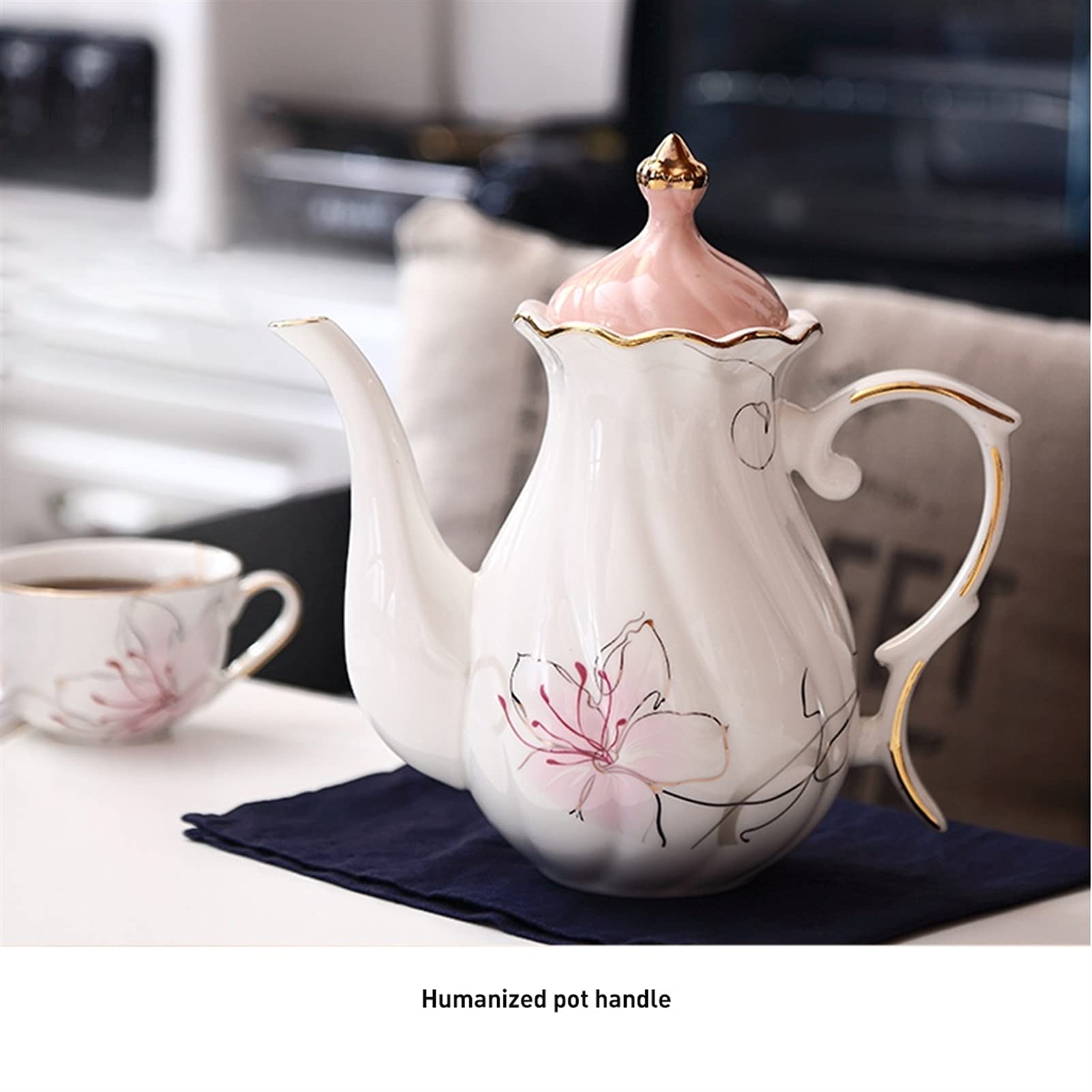 Tazze da caffè tè del tè del tè del pomeriggio in Stile Europeo Casa Dono del Regalo della teiera del Fiore della Tazza di caffè in Ceramica Set di Tazze da caffè(A)