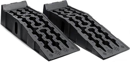 Wiltec Set of Ramps for Cars 5 T Max. Access Wedge Polypropylene 70 x 20 x 8 cm for Vehicles, Caravans and Low Cars, Levelling & Maintenance & Immobilisation Vehicles Wheel Lock