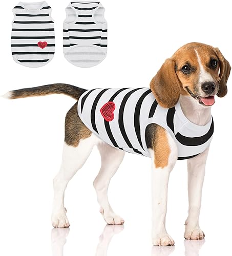 Queenmore Striped Dog Shirt for Large Dogs,Cotton Dog Shirts,Long Sleeve Dog Tsh