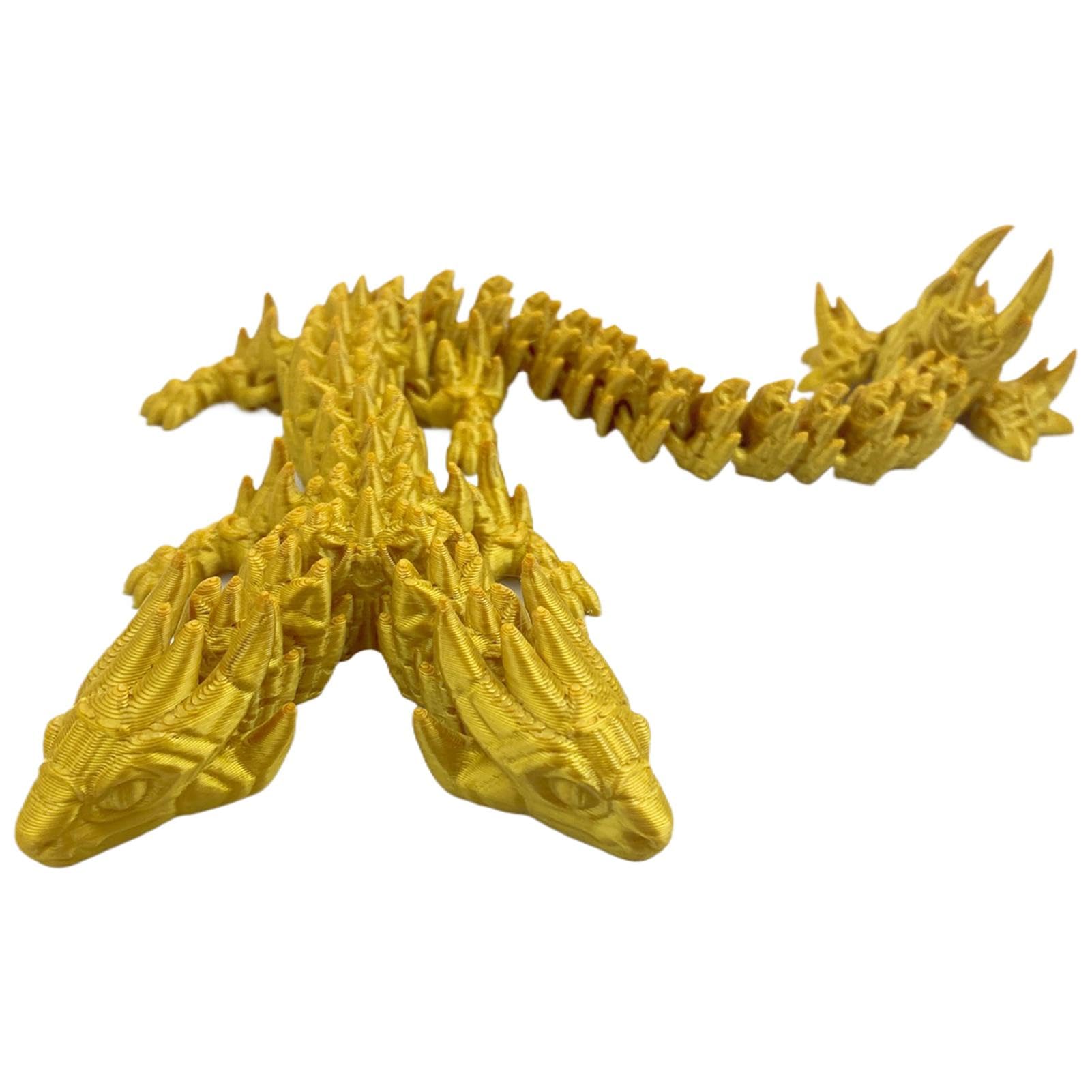 Printed Dragon | Articulated Dragon | 3D Printed Fidget Toys | Fully Articulated Crystal Dragon | Unique Fidget Toy Dragon Shape | Executive Desk Dinosaurs Toys |Double Head Toy Dragon Animal For