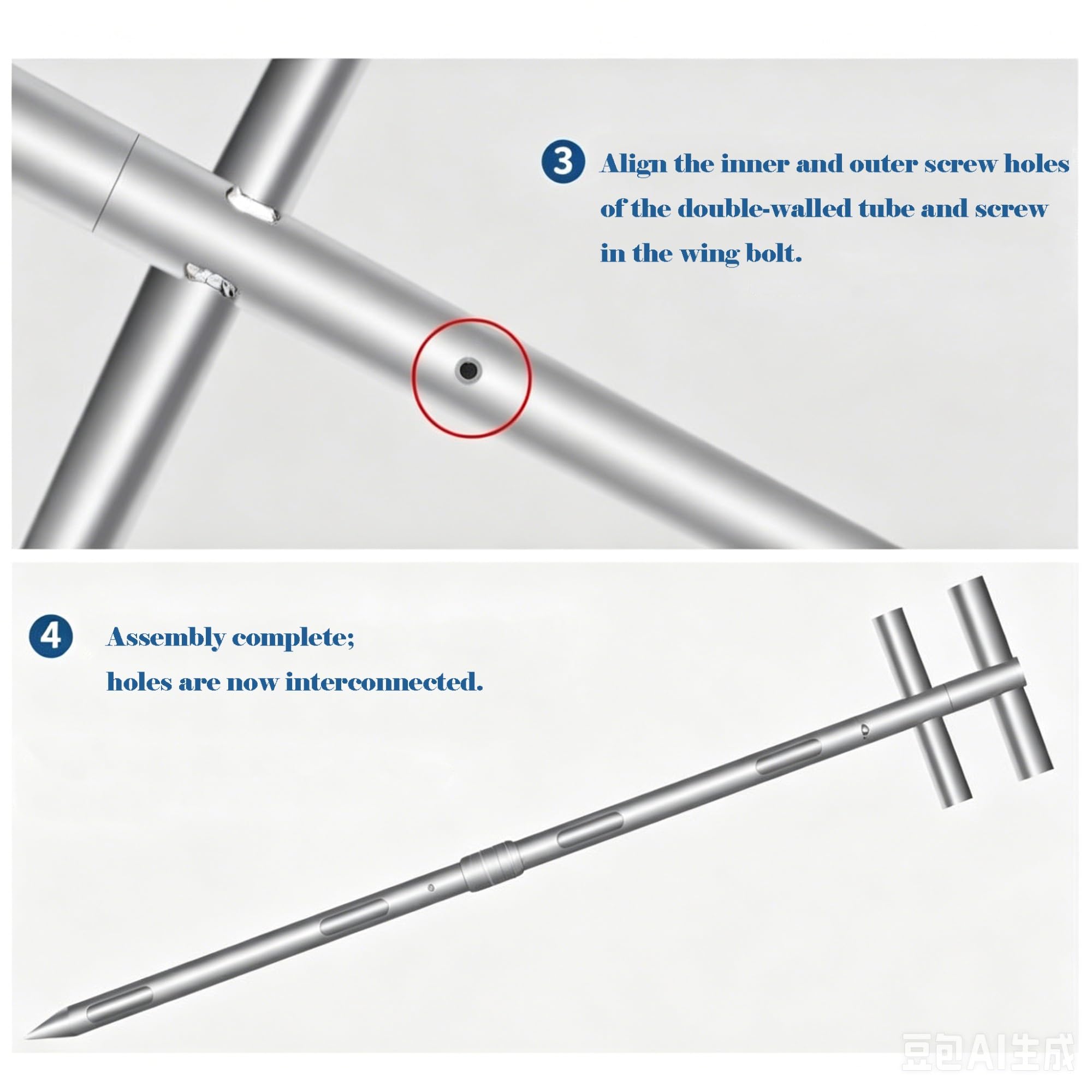 Próbnik sondy do ziarna, stożek do pobierania próbek proszku ze stali nierdzewnej z obrotowym uchwytem, rurka sondy cementowej i nawozowej, D-32 mm L-250 cm dla łatwego pobierania próbek