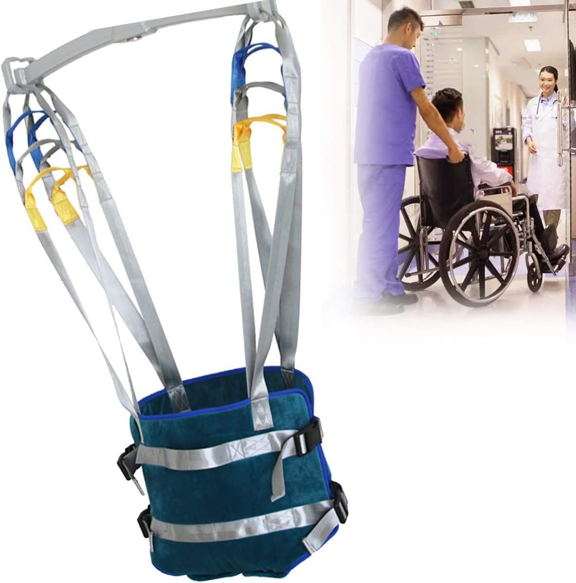 Ausili per La Posizione Eretta Cintura di Trasferimento per Tutto Il Corpo, Ausili per La Deambulazione per Tutto Il Corpo, Imbracatura per Paziente con Supporto A Quattro Punti, Imbracatur, L