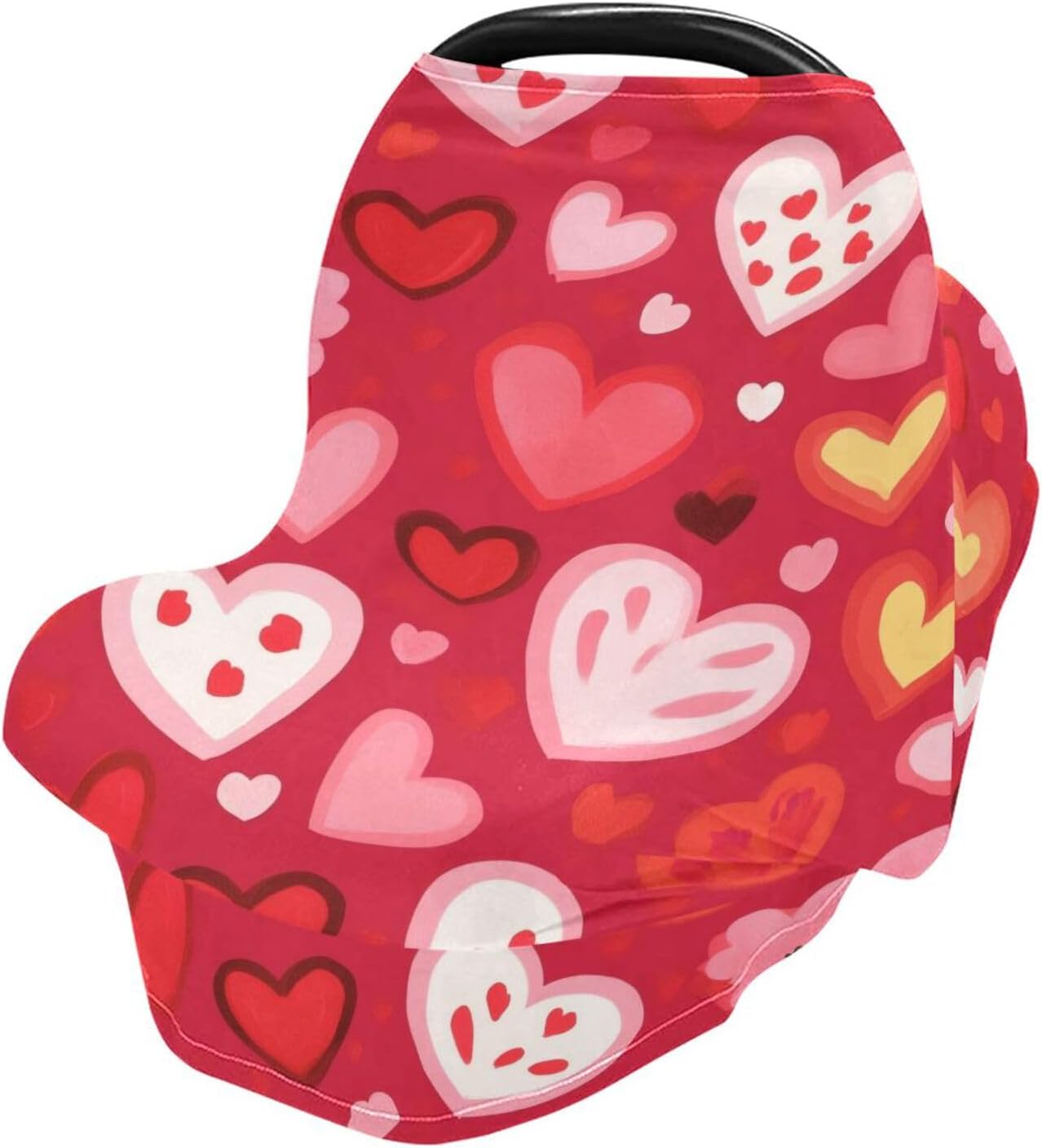 Lyeorm Valentine's Day Hearts Car Seat Covers for Babies Breathable Nursing Breastfeeding Cover Multi-Use Infant Carseat Canopy and Stroller Cover for Boys Girls 3 61H3