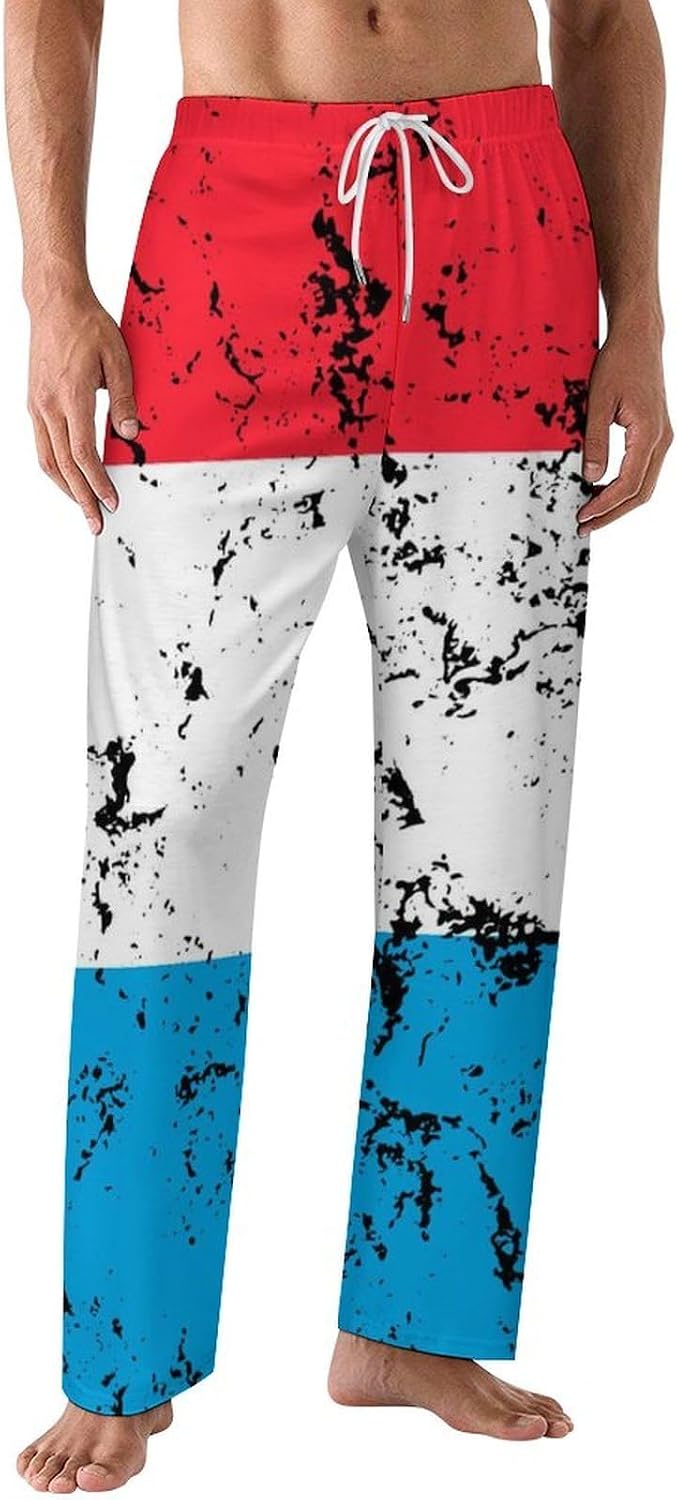 Mens America Usa Flag Pajama Pants Soft Lounge Pants Loose PJ Bottoms,