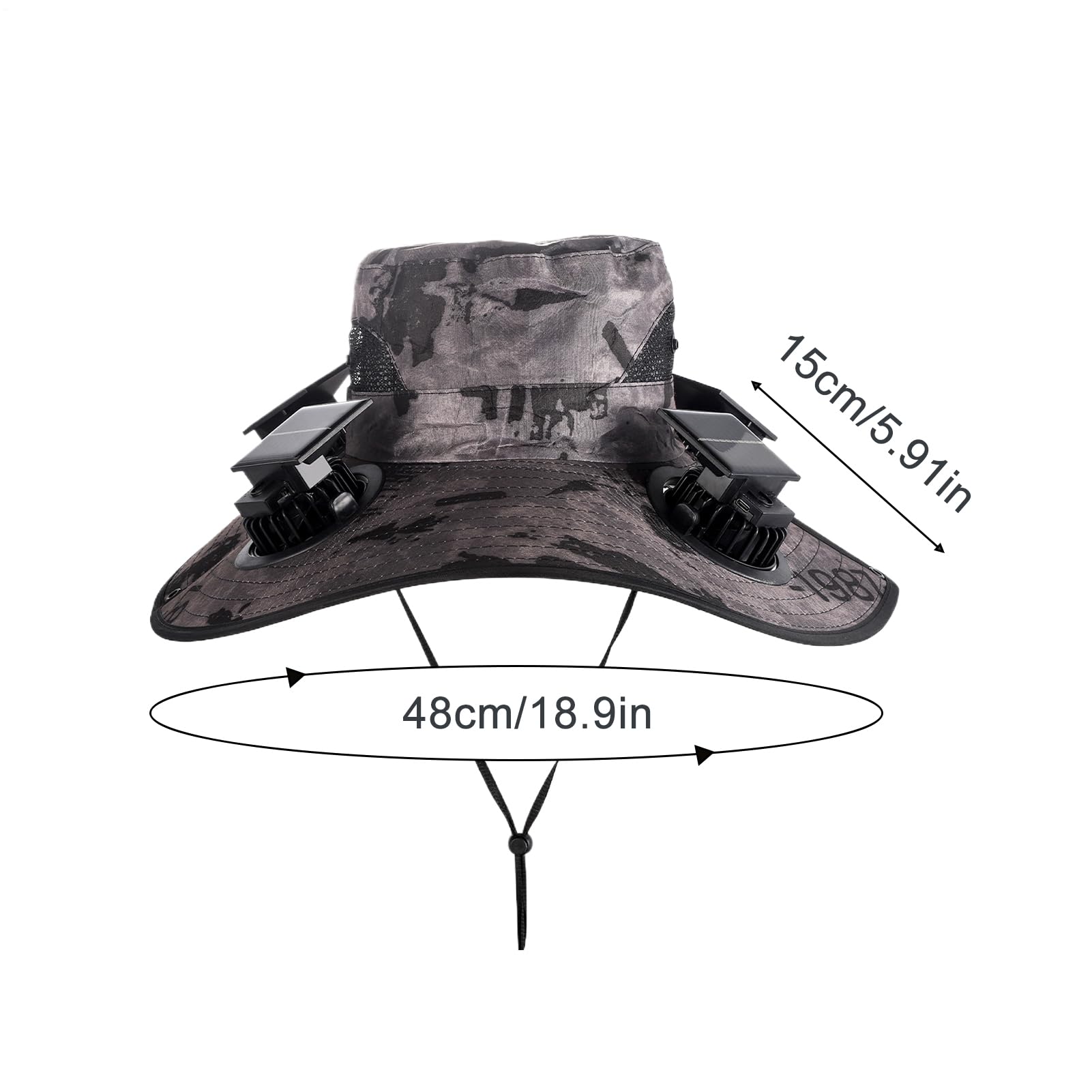 Cappello Ventola Solare Berretto a Tesa Larga Ventola Solare a 4 Teste | Copricapo estivo per attività all'aperto Per Campeggio Giardino Escursioni Spiaggia Sport Golf