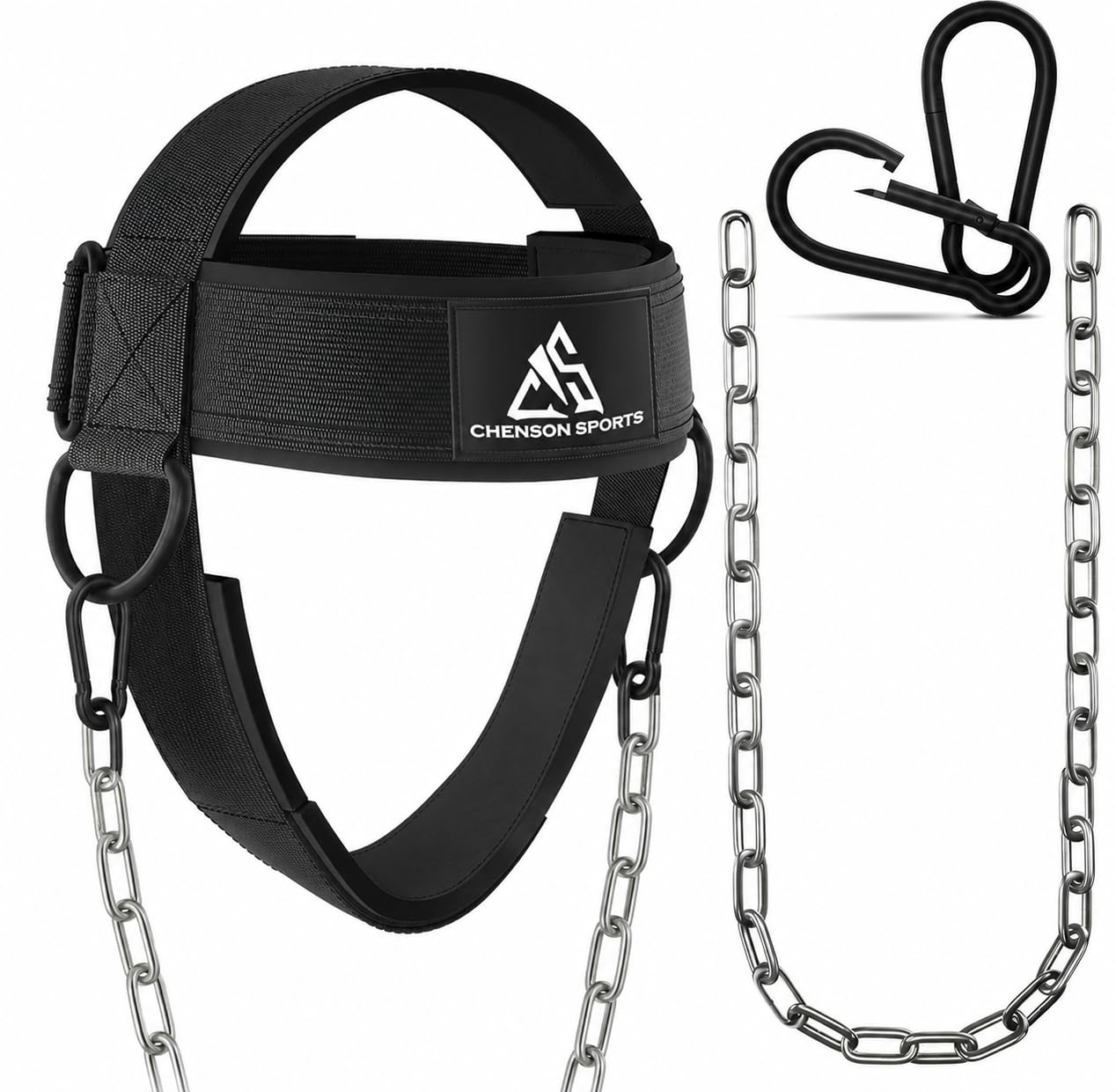 Neck Harness Weight Lifting Training, Head Harness Exerciser, 4MM Padded Neck Builder, 90CM Long Adjustable Steel Chain, Gym Boxing Strength Resistance Workout, Strengthener Trainer Equipment