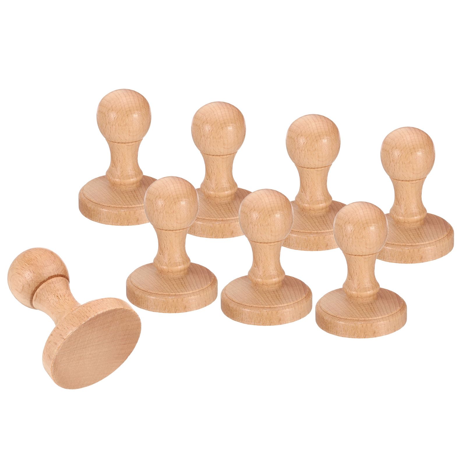 PATIKIL 45mm Stamp Wood Round Handle, 8 Pack Wooden Knobs Stamp Mounts Drawer Pulls for Stamp Making DIY Crafting Scrapbooking Brown