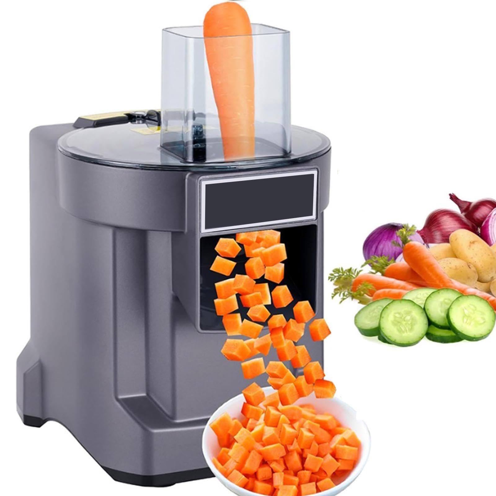 Tagliaverdure Automatica 100w | (Taglia A Cubetti/Affetta/Tritura) | Affettatrice Elettrica Per Frutta E Verdura,Macchina Tagliare A Cubetti E Triturare,Robot Cucina-Calibro Grande: 76*60mm A