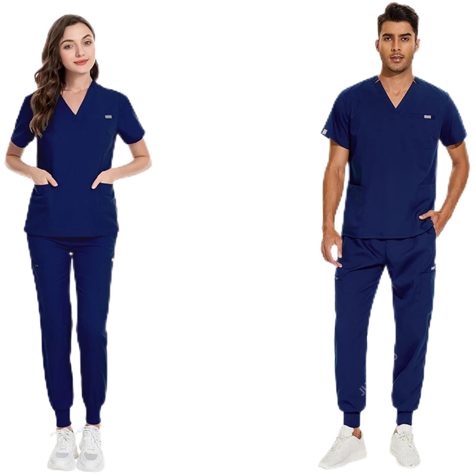 Uniforme Sanitario Unisex Uniforme médico de Manga Corta y Pantalones for Mujer, Uniforme enfermería, Tienda Mascotas(Beige,XXL)