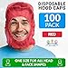 ABC Disposable Hood Caps One Size, Pack of 100 Red Disposable Bouffant Hoods with Elastic Bands, Breathable Polypropylene Hoods, Unisex Disposable Hoods, Full Face Hair Net for Home, Industrial Use