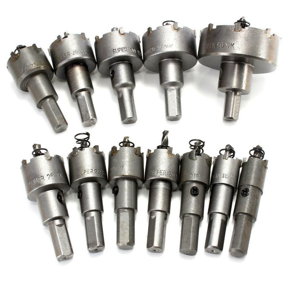 VIDOO 12szt 15mm-50mm Otwornice do Metalu i Drewna Zestaw Wierteł Stopowych