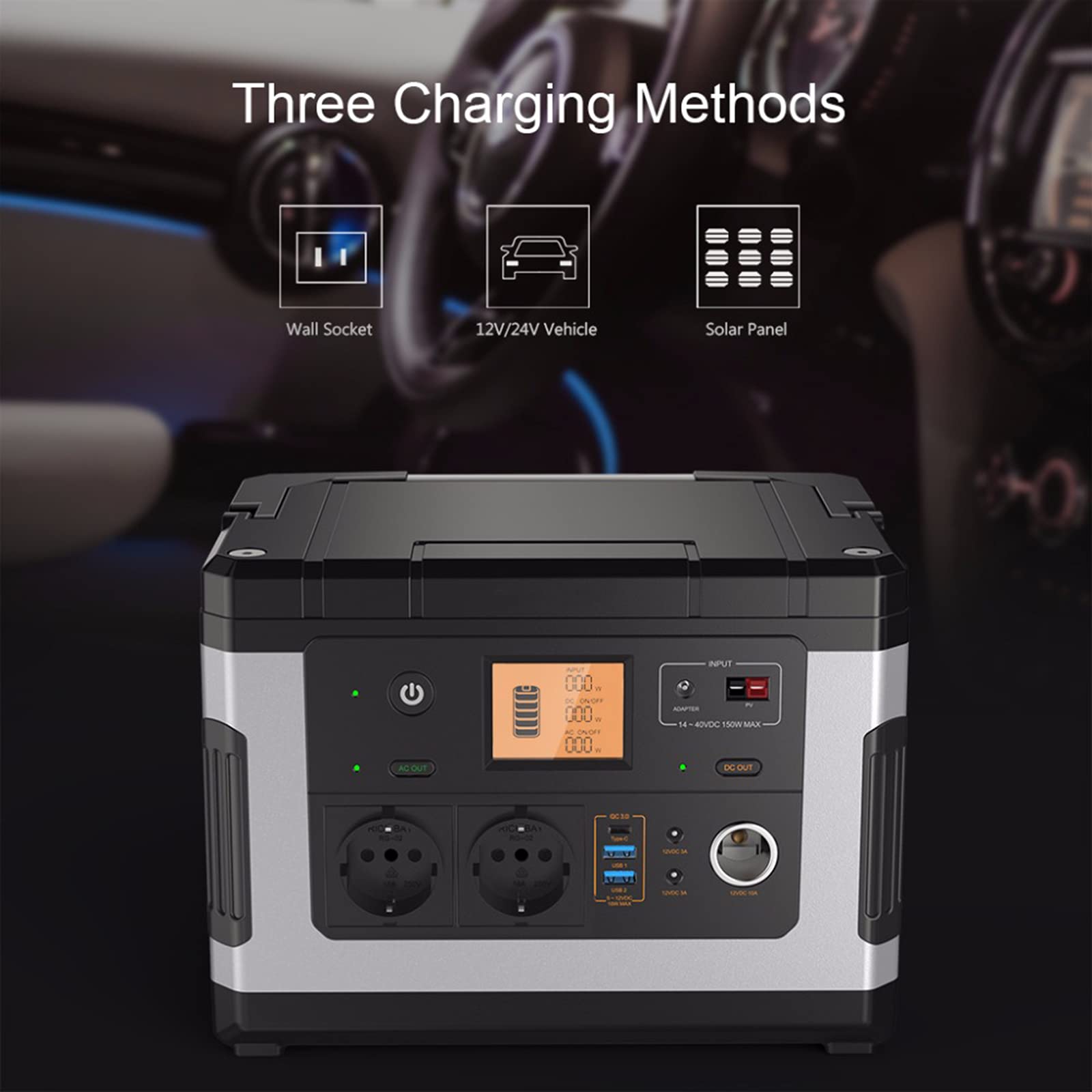 Generador De Estación De Energía Portátil De 500Wh Onda Sinusoidal Pura De 300 W Salida AC/DC/USB Banco De Baterías Recargables para Fuente De Respaldo De Energía para Acampar