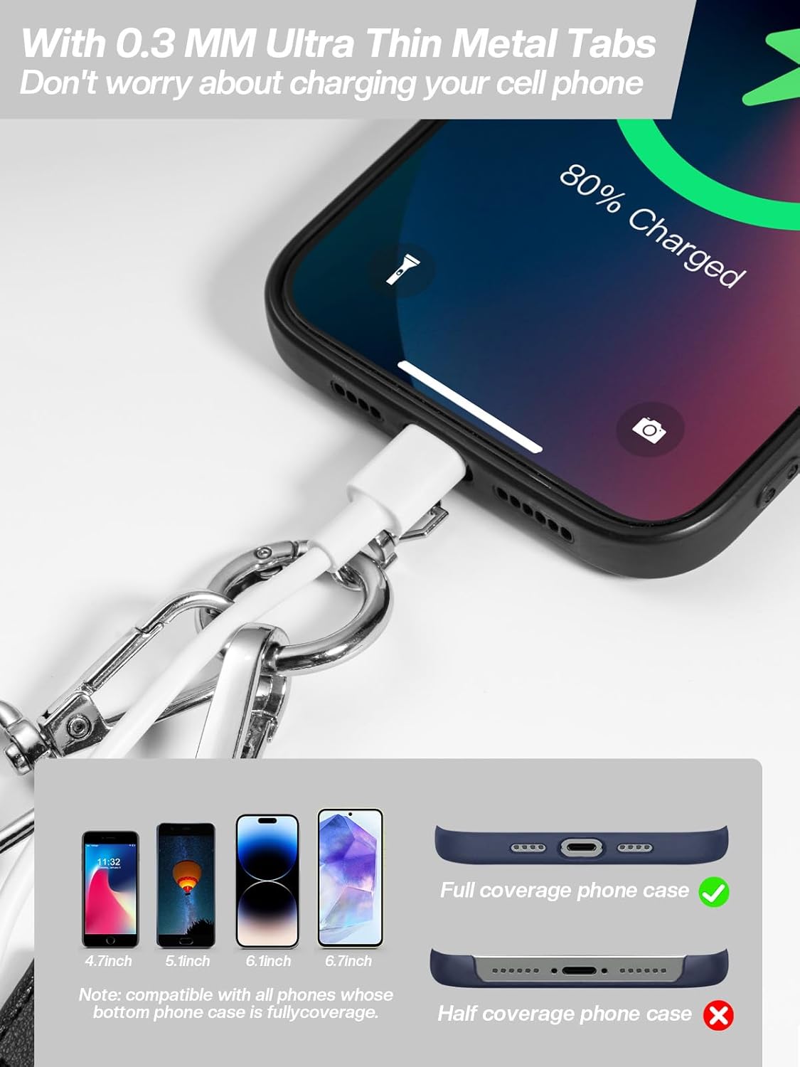 Clip and Go Strap for Phone with Wallet Crossbody Phone Lanyard Adjustable and Detachable RFID Wristlet Wallet with ID Window and Zipper, Grey - Image 6