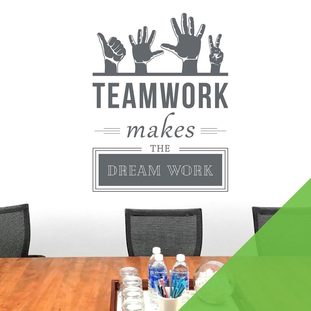Teamwork Makes The Dreamwork - Corporate Office Motivational Vinyl Wall Decal Sticker [Large] [Lime]