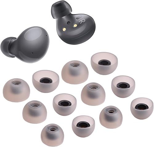Miniatura 1 de Juego de 6 pares de almohadillas de silicona de repuesto para auriculares Samsung Galaxy Buds 2, auriculares inalámbricos, ajuste en estuche (negro)