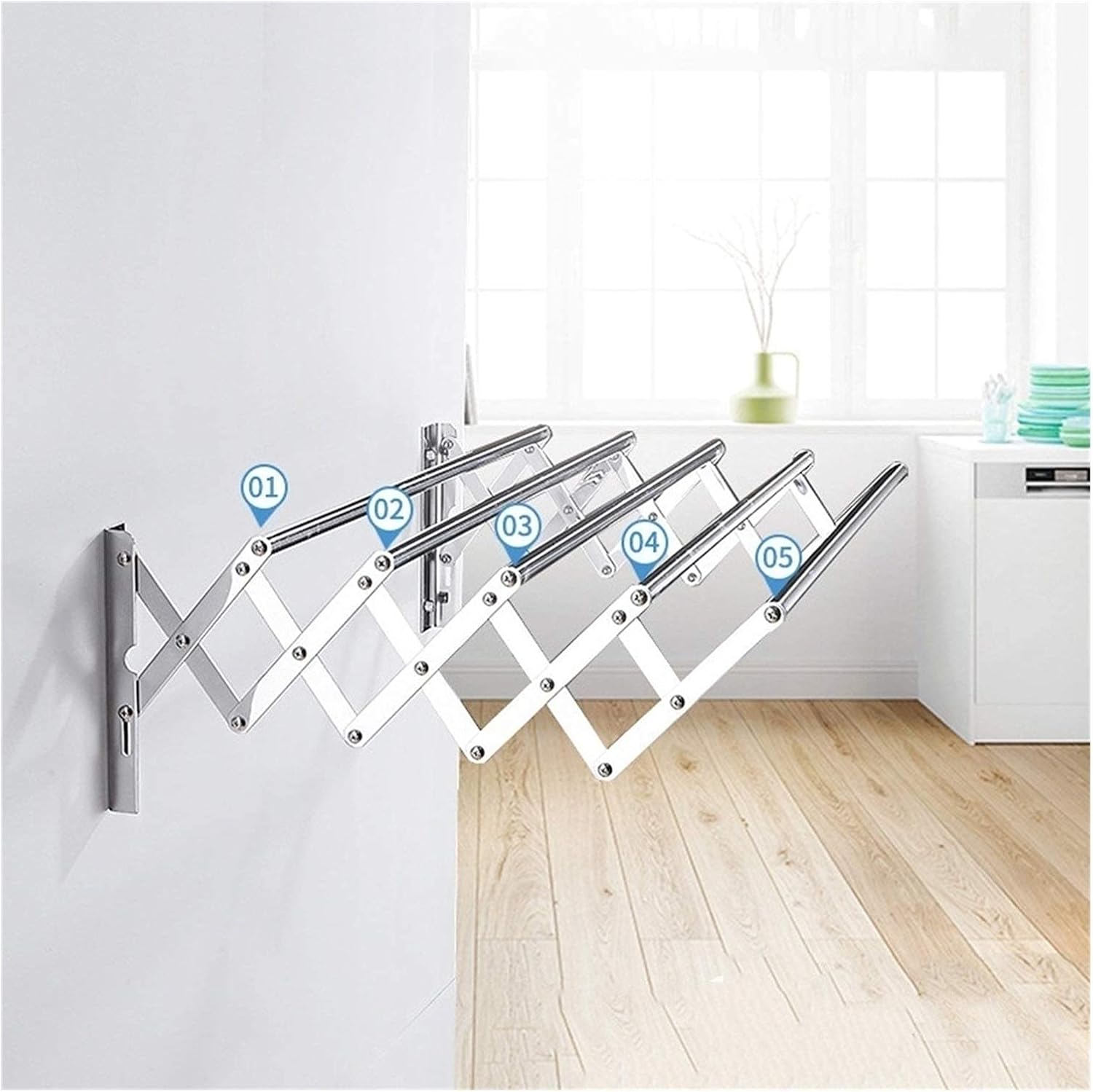 304 Stainless Steel Telescopic Wall Mounted Bath Towel Rack for Bathroom Toilet Balcony Expandable and Space Saving