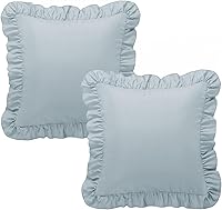 Vista 8 de KKJIAF Ruffle Pillow Cases 26x26 Inches, Dusty Blue Square Ruffled Pillow Covers Set of 2, Microfiber Wrinkle Resistant Pillow Shams with Envelope