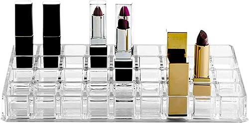 JoyHuaTrade Organizador de lápiz labial acrílico con 36 ranuras, grueso con múltiples rejillas, brillo de labios, muestra de perfume, soporte de