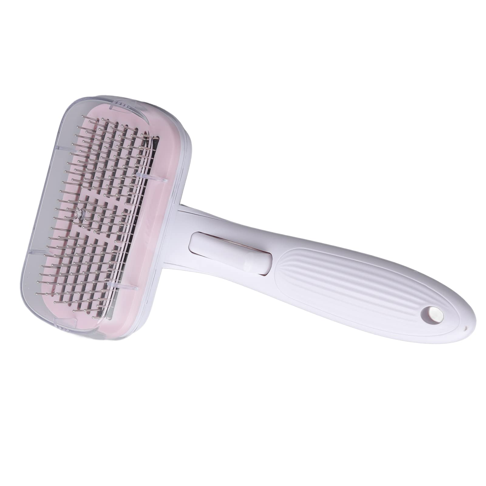 Cat Brush For Shedding, De Shedding Brush Dog Hair Dogs Cats Grooming Tool Self Cleaning Slicker Hair For Rabbit Massage Removes Loose Undercoat (Steel Needle Pink)