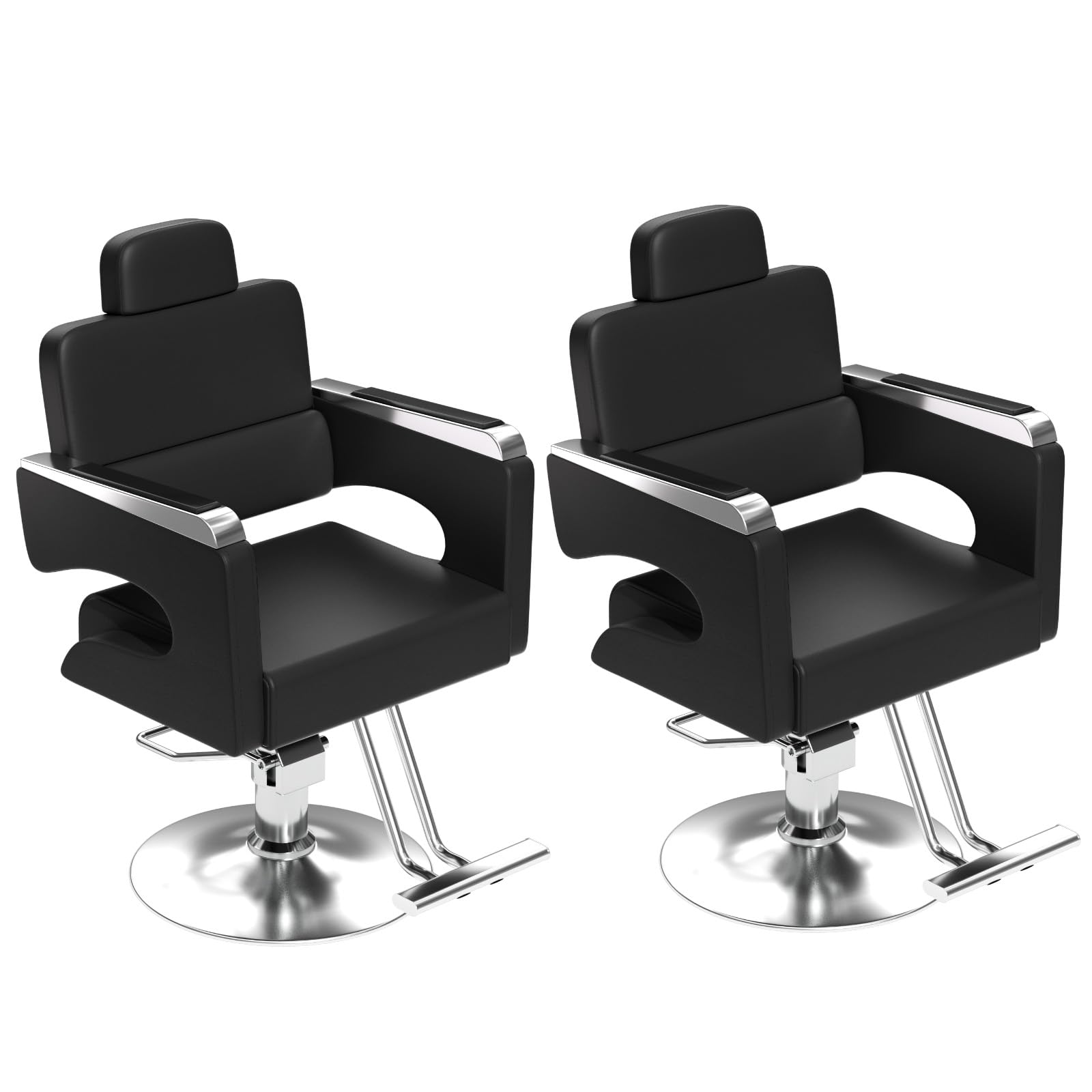 Cuute Salon Chair for Hair Stylist, Barber Chair with Heavy Duty Hydraulic Pump, Stylist Chair 360 Degrees Rolling Swivel Spa Beauty Equipment for Hair Stylist, Silver(Set of 2)