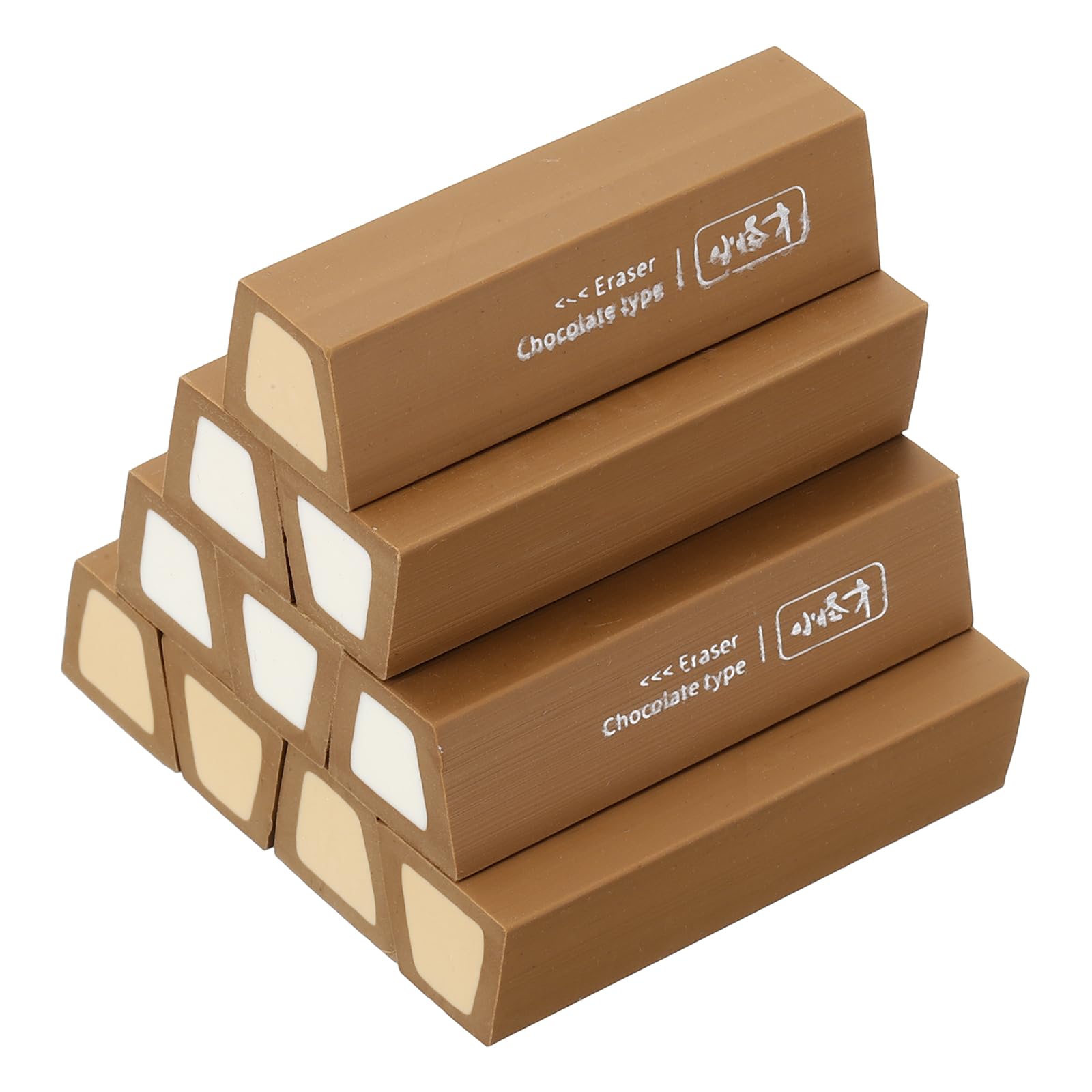 PATIKIL Pencil Erasers Rubber, 10 Pcs Art Eraser, Small Rectangular Pencil Rubber Scented for Drawing Writing Math Office Home Stationery Supplies, Dark Brown/Apricot/White