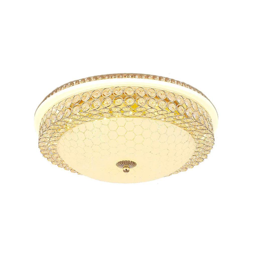 Plafonnier cristal doré européen luminaire de prestige rond à technologie LED