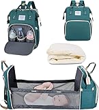 Mochila Maternidade Bebê Bolsa que Vira Berço, Troca Bebê, Porta Lenço, Fralda, Mamadeira Com Bolsos Térmicos, Prova D'água, Impermeavel, Alças Acolchoadas, Premium, Marca ATM (Verde)