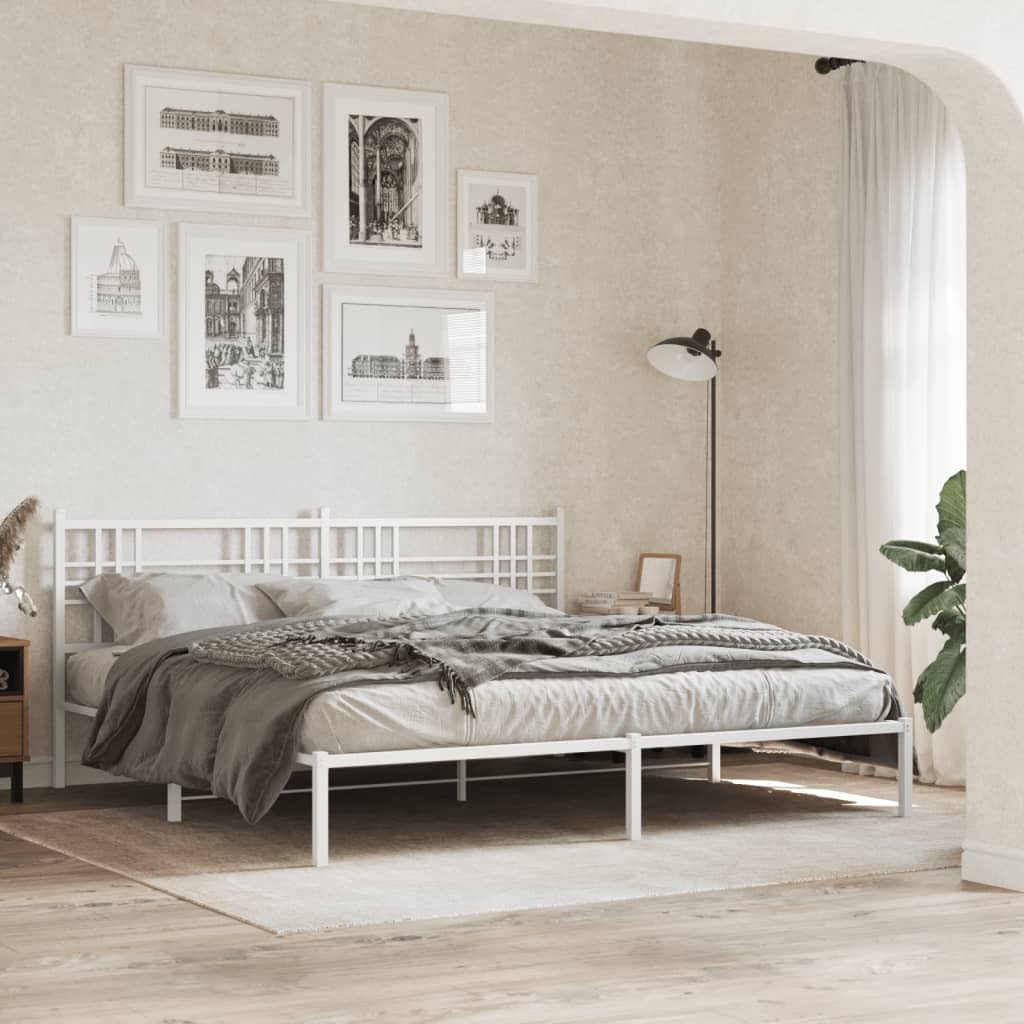 Kopfteil Metall Weiß 193 cm für Bettrahmen, Robustes Stahl-Design, Einfache Montage, Schlafzimmer-Möbel, Stabile Rückenlehne, Modernes Wohnaccessoire