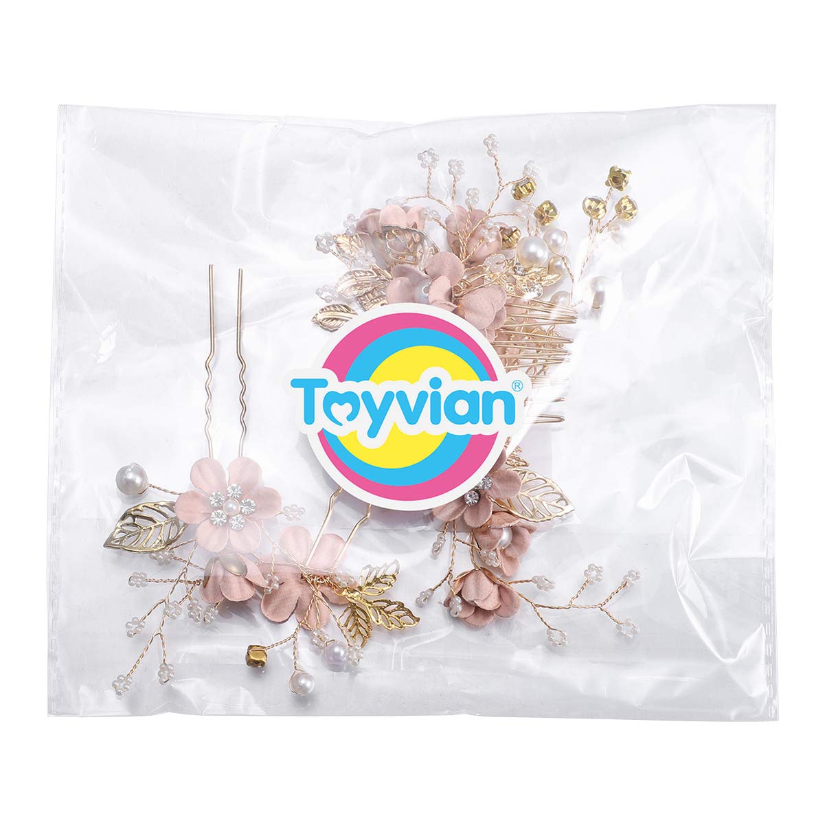 Toyvian 4 piezas peine para el cabello conjunto moda nupcial accesorios para el cabello de la boda tocado para dama de honor niñas mujeres (rosa)