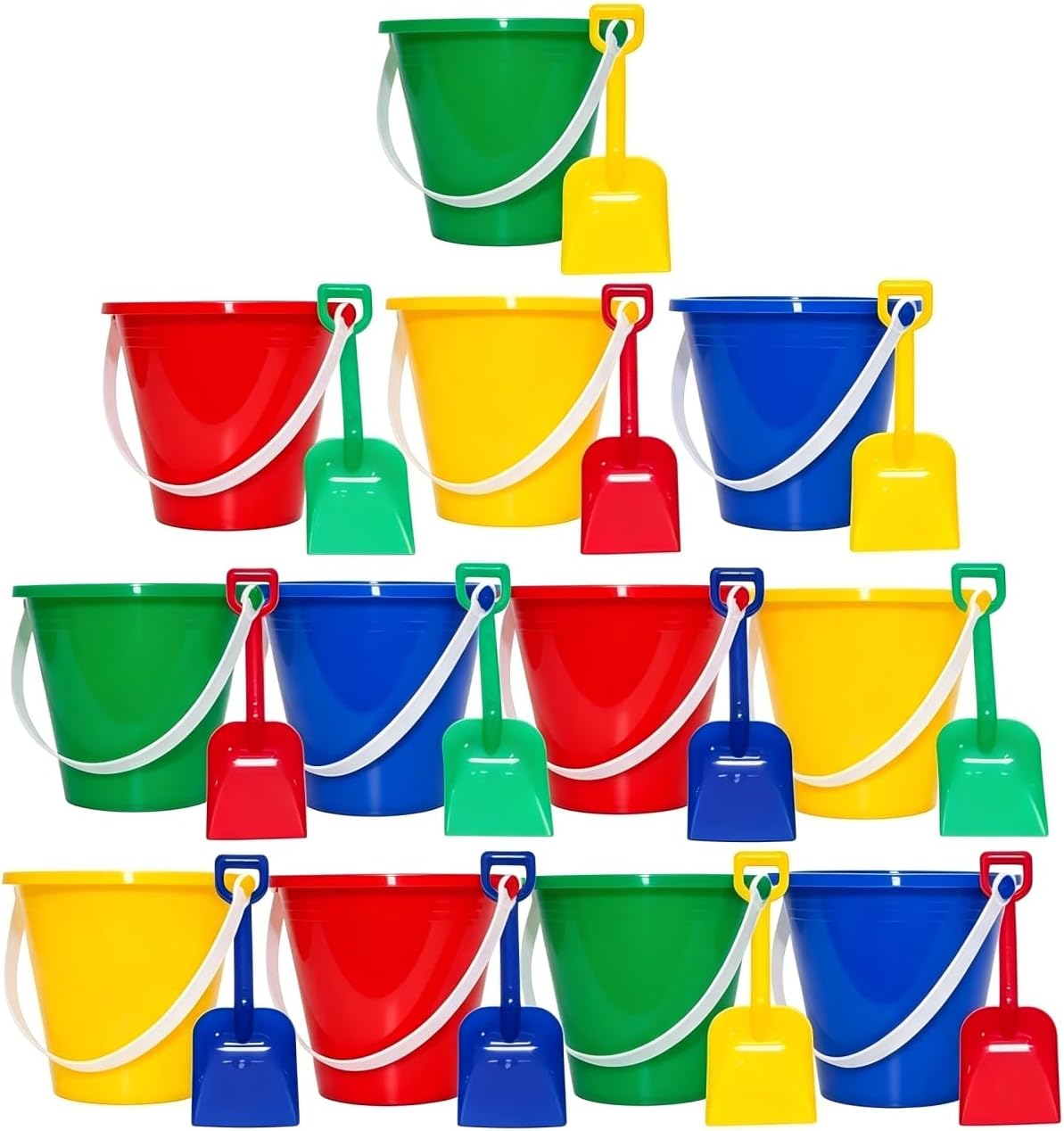 12 Pack 5'' Inch Sand Beach Buckets Pail with Beach Shovels,Sand Bucket Water Bucket for Beach Fun Great Summer Party Accessory