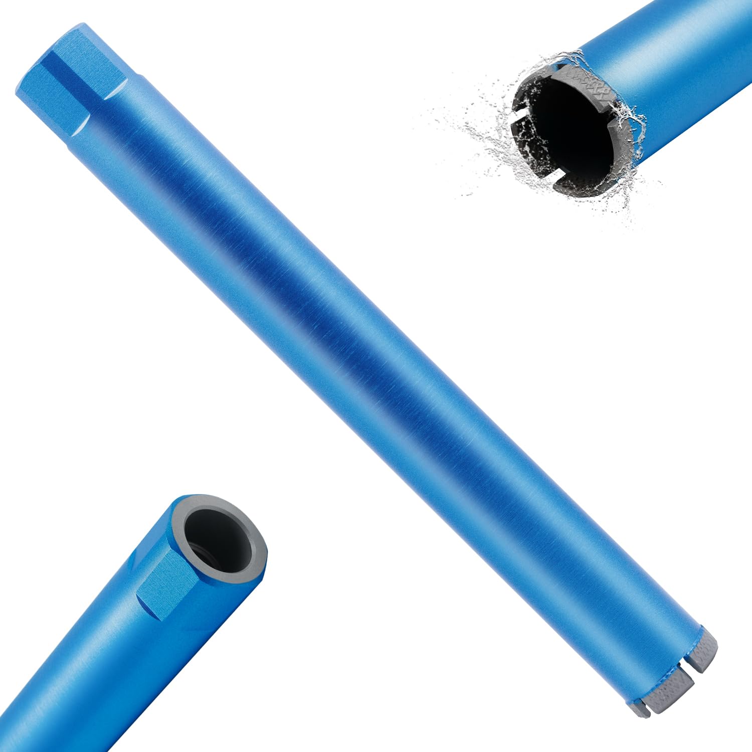 2" Wet Diamond Core Drill Bits for Concrete with Rebar, Brick, Block, Masonry, 15" Drilling Depth, 1-1/4-7" Thread, Laser-Welded Segments for Construction & DIY Home Renovation