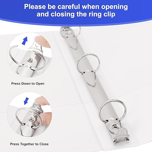 Miniatura 2 de COMIX Carpeta resistente de 3 anillos de 1 pulgada con cubierta transparente, carpeta de anillos redondos de 1 pulgada, sin PVC, capacidad de 200