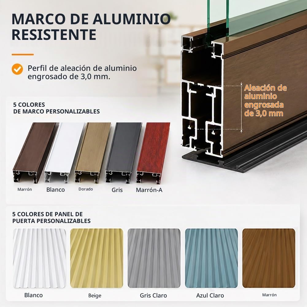 Puerta Acordeón Interior A Medida, Puerta Plegable Corredera para Armario con Marco De Aluminio para Dormitorio, Baño Y Cocina