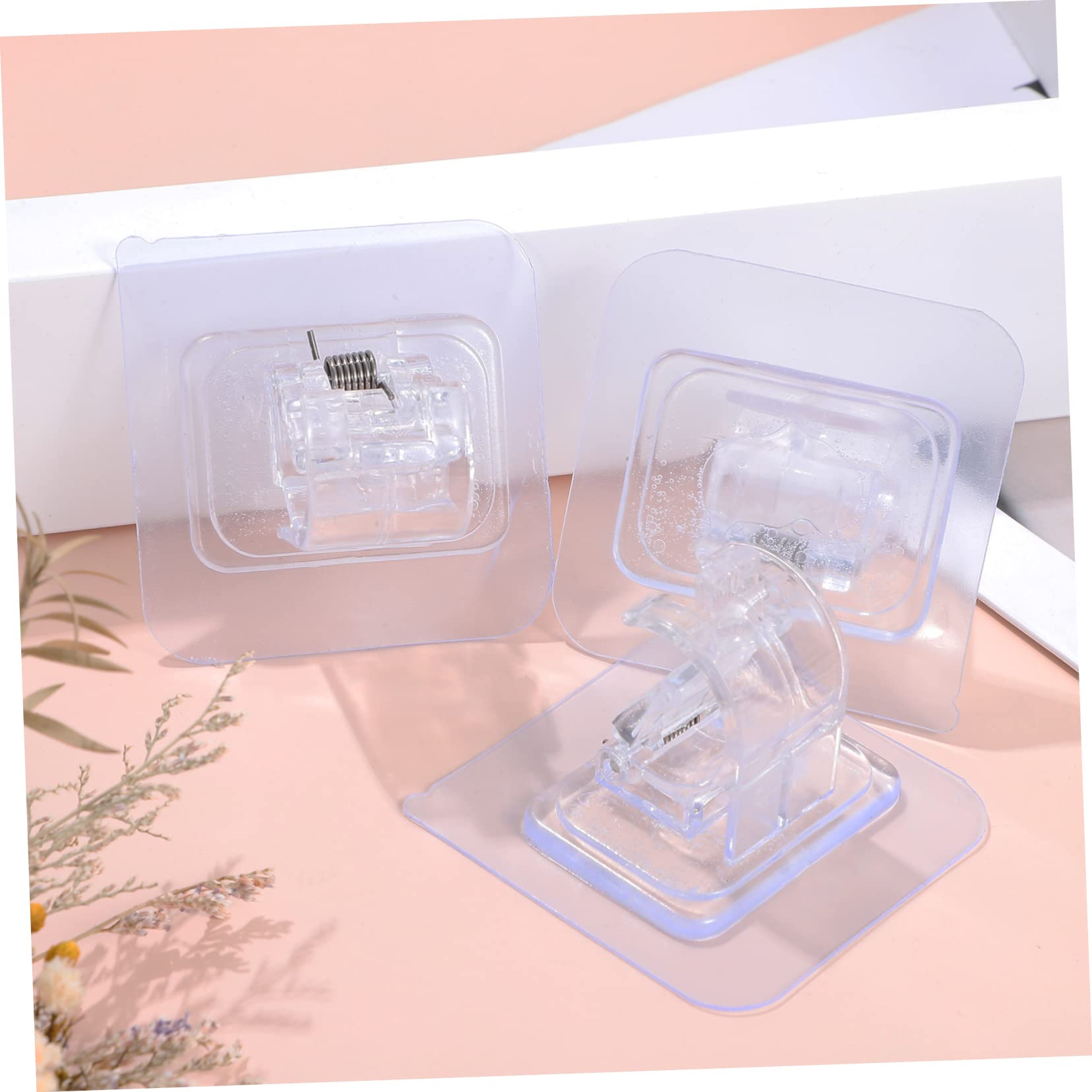 Lot de 20 supports de tringle à rideaux auto-adhésifs sans perçage, faciles à installer, clips de plafond et crochets pour décoration d'intérieur, adhésif puissant, accessoires de rideaux élégants