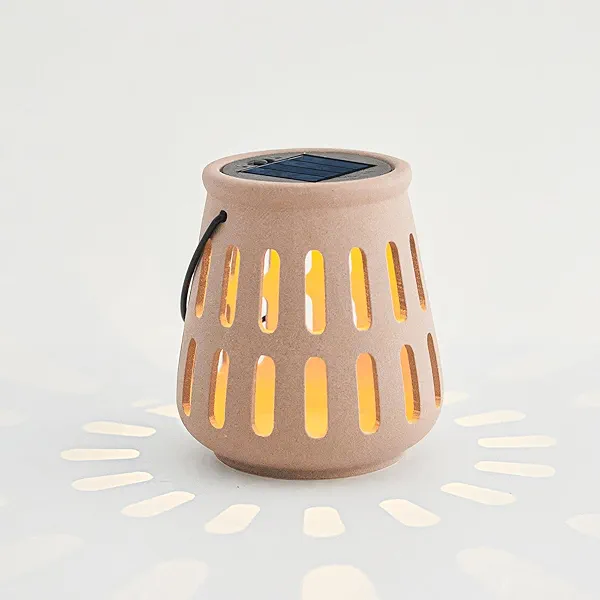 Solar Table Lanterns Outdoor Waterproof - Hanging Lamp Table Lights -Solar Powered Decorative Lantern for Desk Patio Porch Garden Pathway Yard, Housewarming Gift for Women/Men (Ceramic Brown)