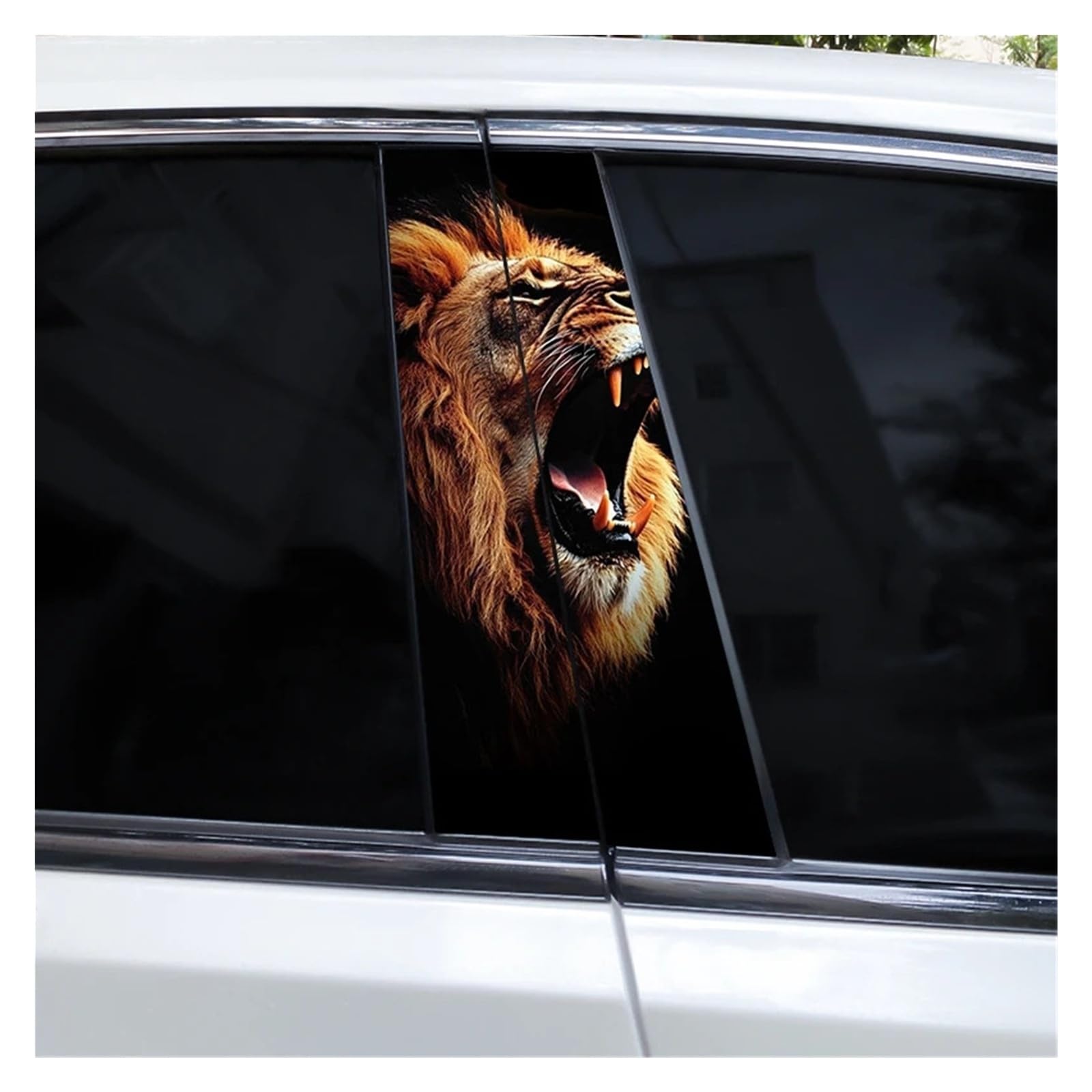 Car Side Decals 2pcs Lion Tiger Flame Animal Car Center Pillar Stickers Sunscreen and Waterproof B-Pillar Decal(Style I)