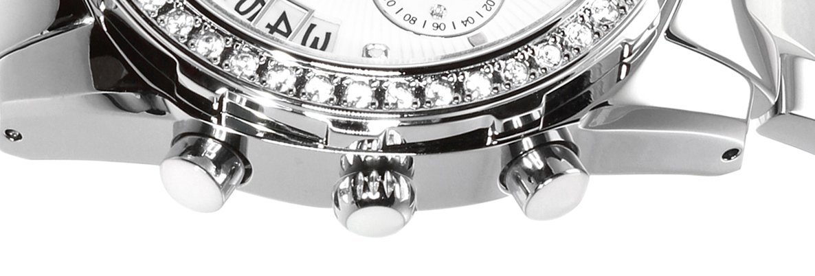 Stella Maris Damen Armbanduhr Analog Quarz Uhr Stilvolle Elegante Damenuhr Frauenuhr Weiß Silber Premium Keramik Armband Diamanten Swarovski STM15L9