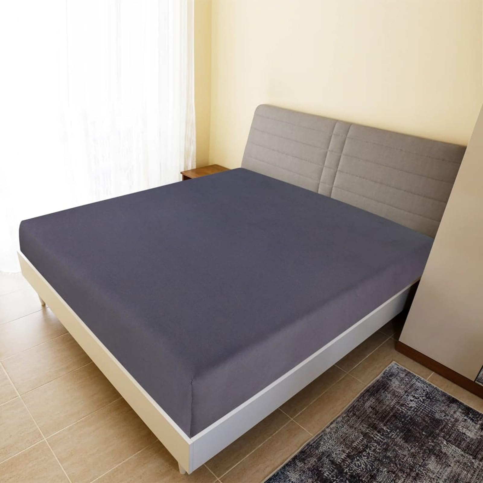 Prześcieradło z gumką Jersey bawełna Antracyt 180x200 cm