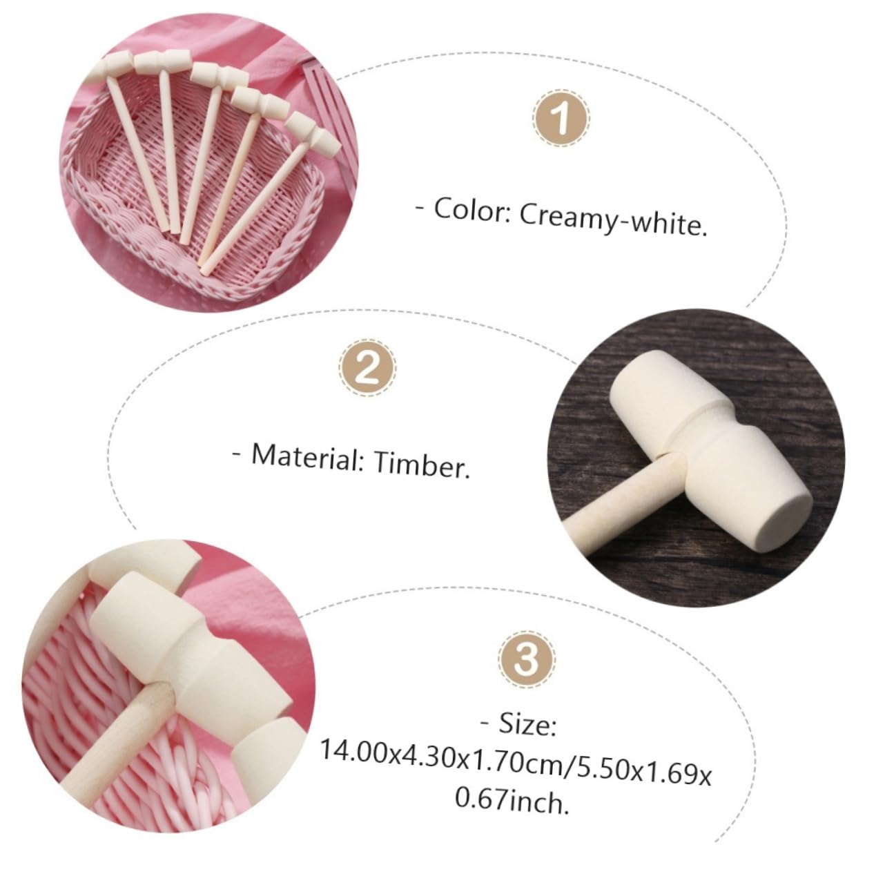 BESPORTBLE 24Pcs Wooden Hammers Educational Beat Creative Pounding Mallets for Hand Eye Coordination and Development