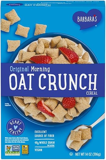 Three Sisters Barbara's Morning Oat Crunch Original Cereal, Heart Healthy, Non-GMO, 14 Oz Box