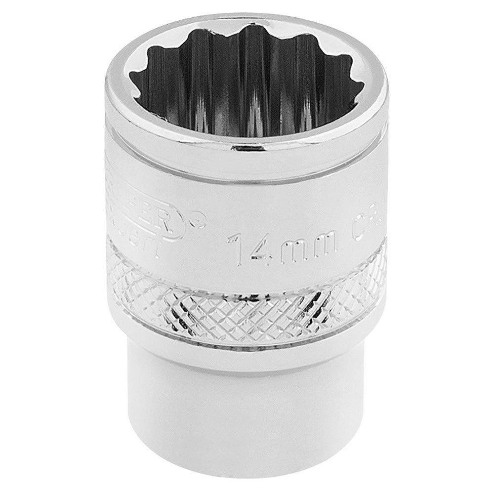 Draper 32777 3/8-Inch Square Drive 12-Point Hi-Torq Metric Socket, 14mm Size , Blue