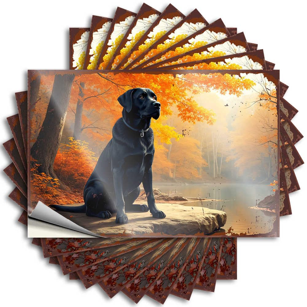 Quote Feminist, Colorful Hard Black Labrador Sitting On A Rock in Autumn Forest | Door Decorations for Bedroom(8X12CM)