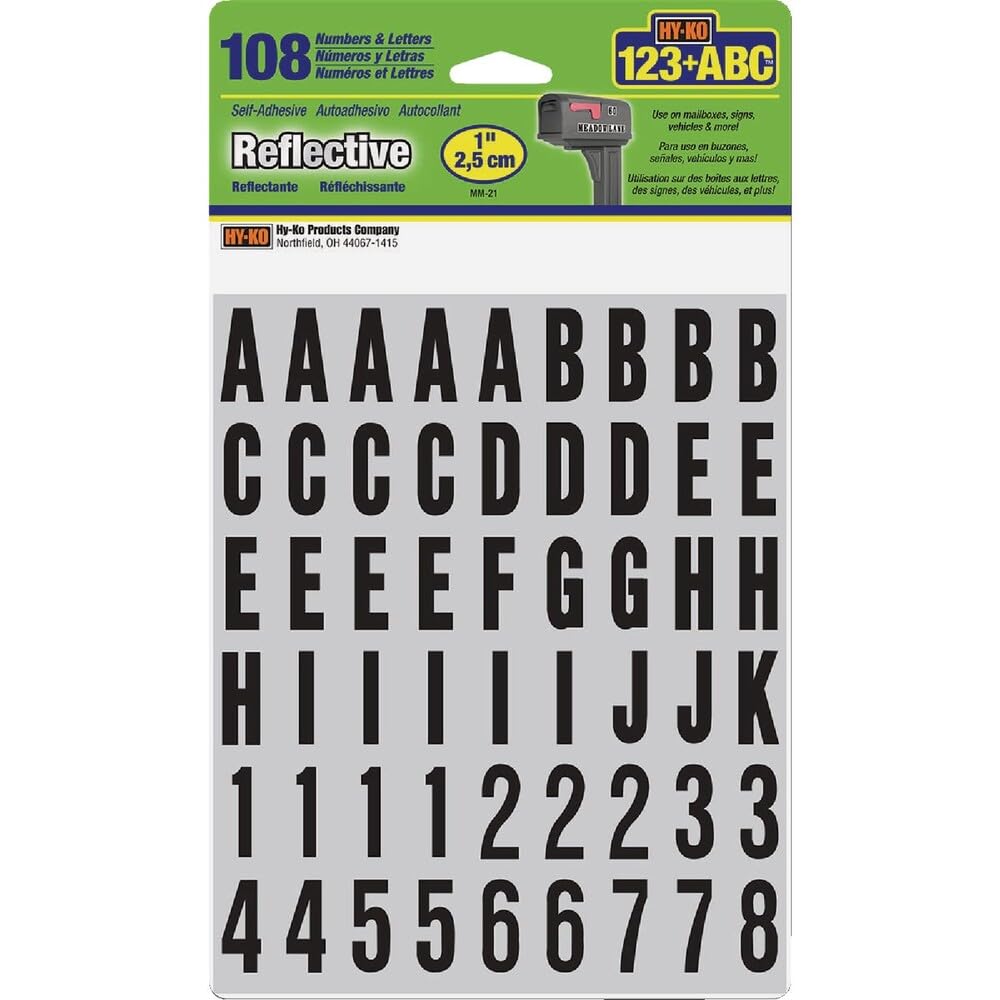 Hy-Ko Packaged Numbers &amp; Letters, DIY Address Number Stickers for Deliveries and Navigation, Self-Adhesive House Decals for Siding, Door, Mailboxes