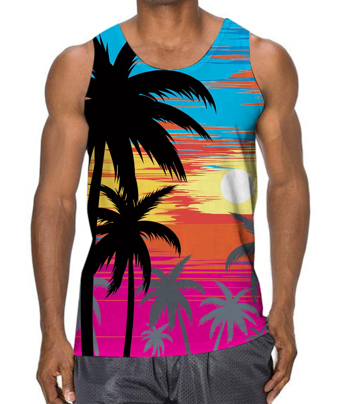 UNICOMIDEA Men's Tank Tops 3D Printed Graphic Sleeveless Quick Dry Muscle Tank Tops Mens Shirt for Workout Gym Jogging