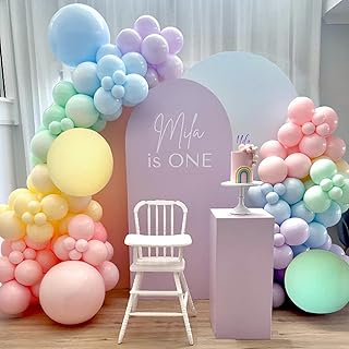 Pastel Balloons Garland Arch Kit - 132pcs Rainbow Macaron Balloons Arch Kit in 5