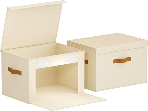 Miniatura 8 de Contenedores de almacenamiento grandes con tapas, contenedores de almacenamiento de tela de apertura frontal, organizador de armario con solapa con