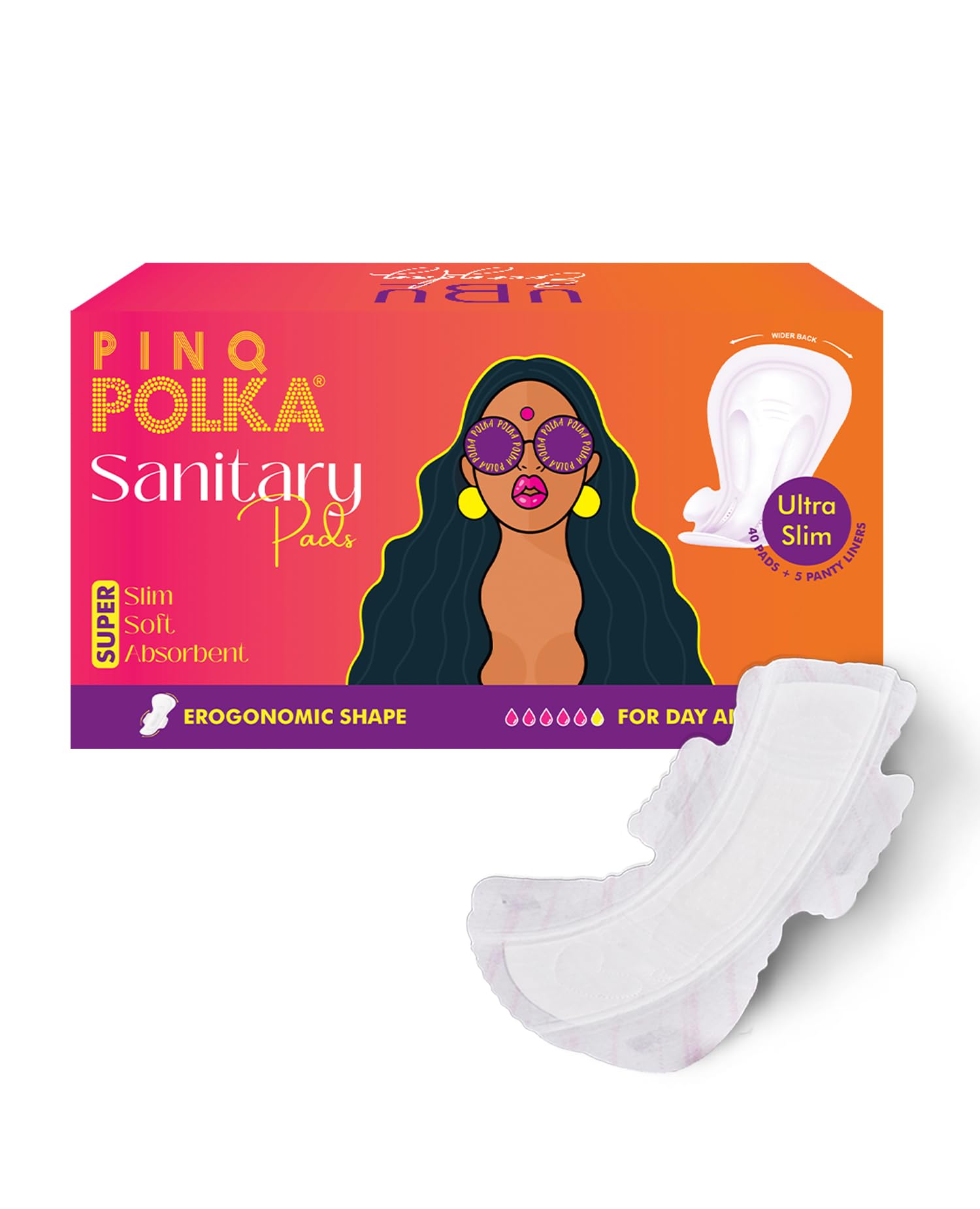 PINQ POLKA Sanitary Pads For Women 20 XXL + 20 XL Pads|Day & Night Pads Leakproof & Toxin-Free Cottony Soft Feel, Rapid Absorbent Gentle on Sensitive Skin Pack of 40-image-45