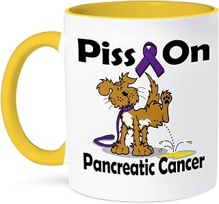 3dRose Piss On Pancreatic Cancer Awareness Ribbon Cause Design 15oz Two-Tone Yellow Mug