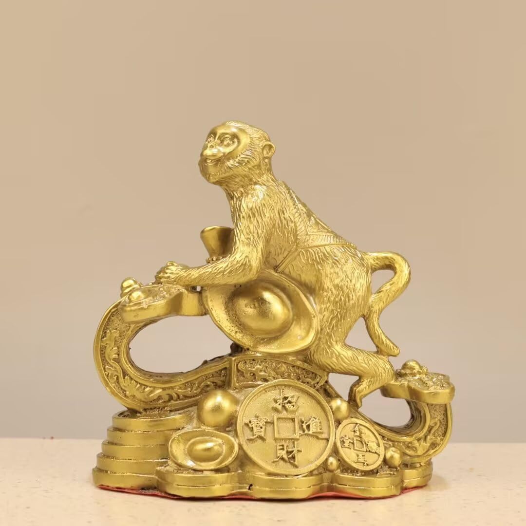 Dytartzx Pure Copper Monkey Statue, Home and Office Decoration, Zodiac Monkey for Wealth and Good Luck.